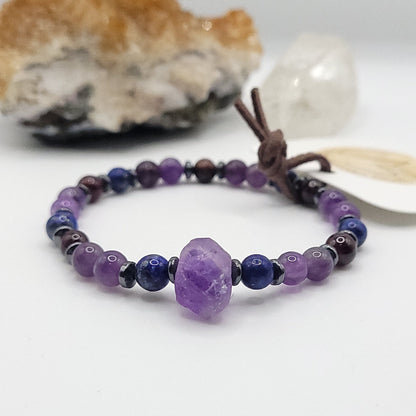 Amethyst Lapis Lazuli & Garnet Bracelet - Balance Wisdom