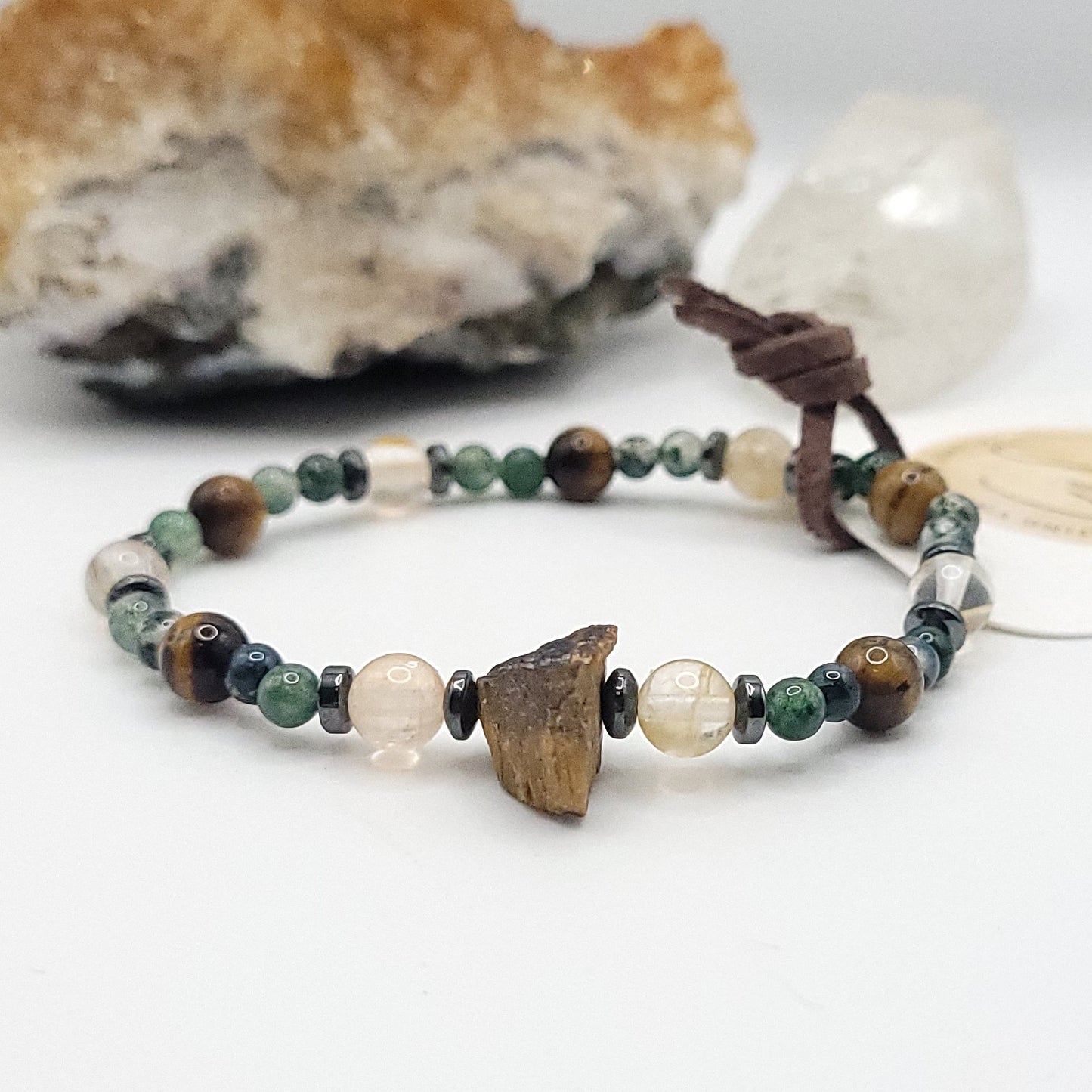 Tigers Eye Green Moss Agate & Golden Healer Bracelet