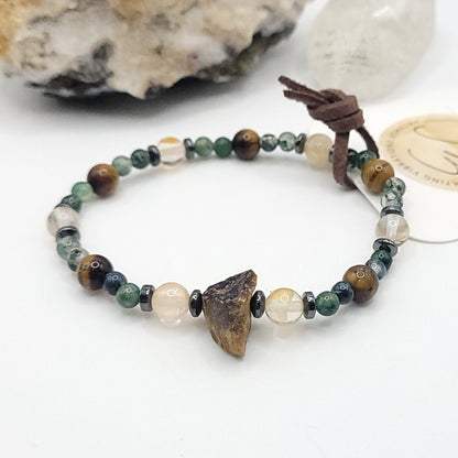 Tigers Eye Green Moss Agate & Golden Healer Bracelet - grounded luck