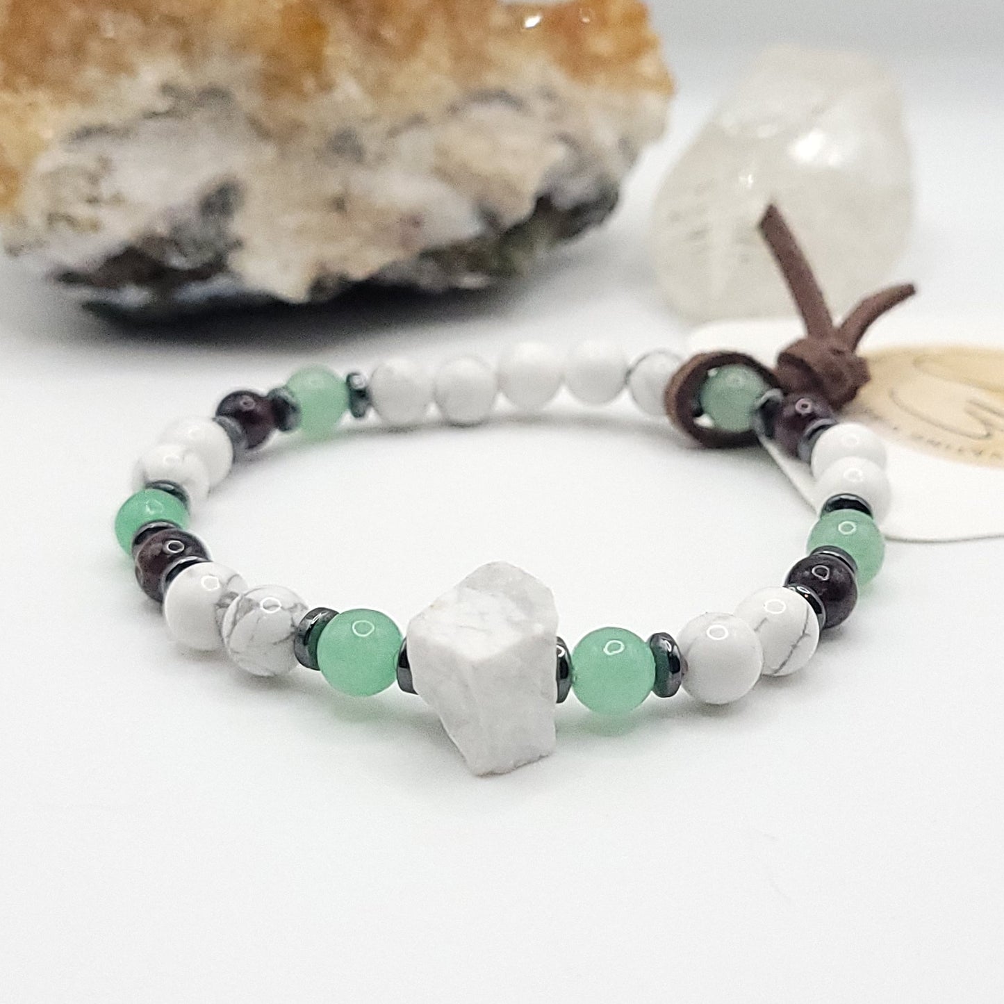 Howlite Green Aventurine & Garnet bracelet 