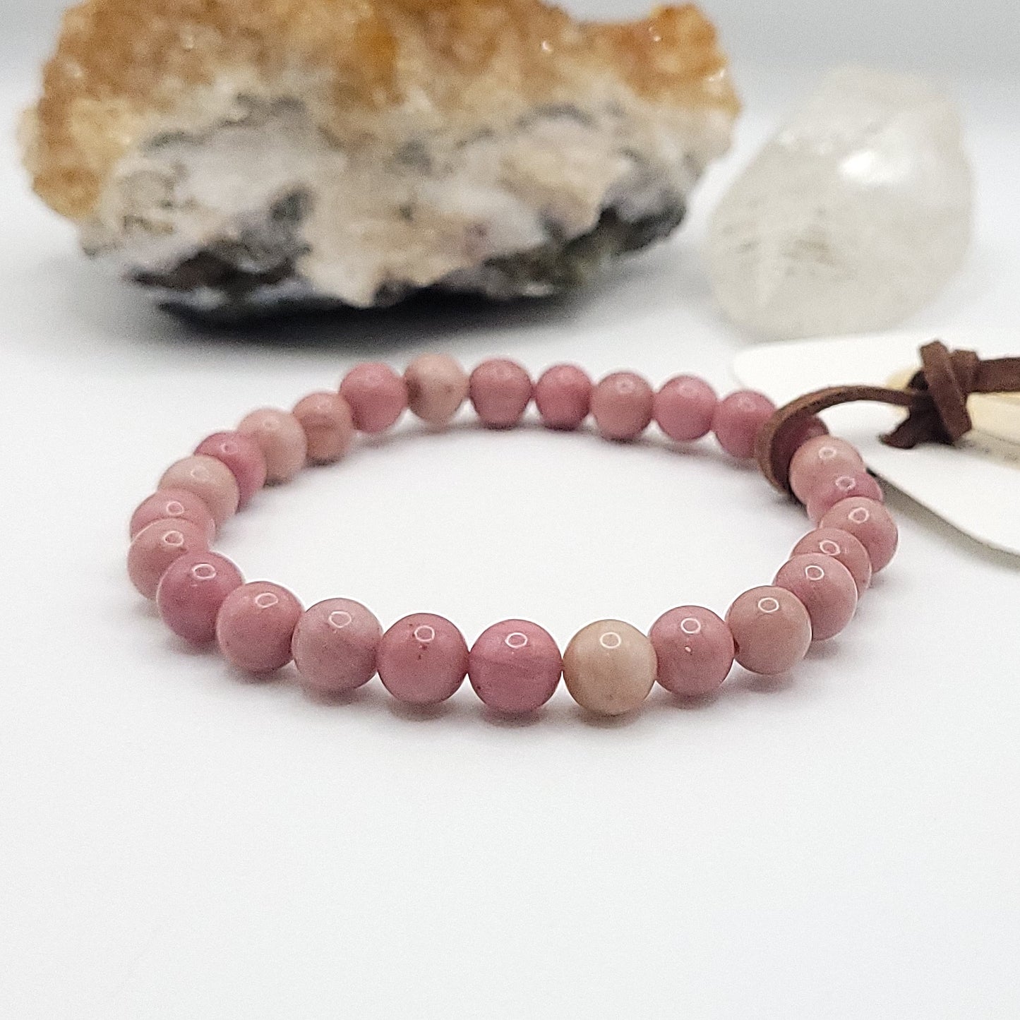 rhodonite bracelet, 7" beaded stretch bracelet