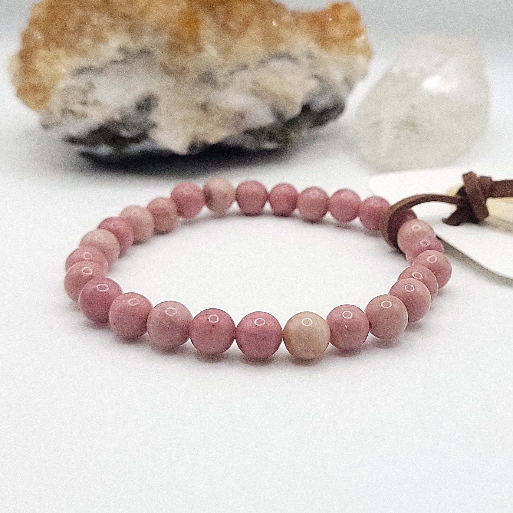 rhodonite bracelet, 7" beaded stretch bracelet