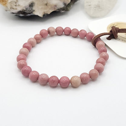 rhodonite bracelet, 7" beaded stretch bracelet made with 6mm beads