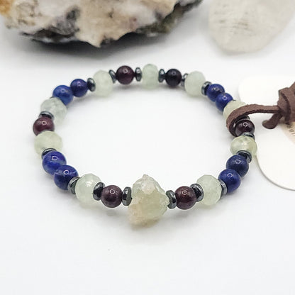  Prehnite Garnet & Lapis Lazuli bracelet