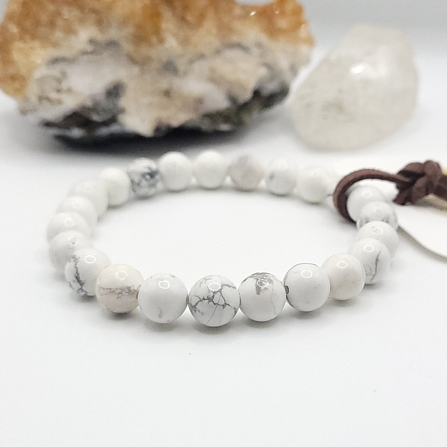 howlite bracelet, 7" beaded stretch bracelet