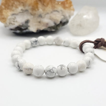 howlite bracelet, 7" beaded stretch bracelet