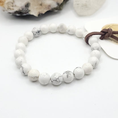howlite bracelet, 7" beaded stretch bracelet made with 6mm beads