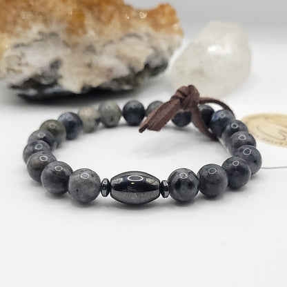 larvikite & hematite bracelet
