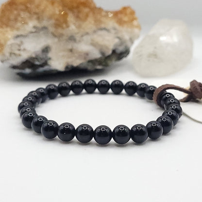 onyx bracelet, 7" beaded stretch bracelet