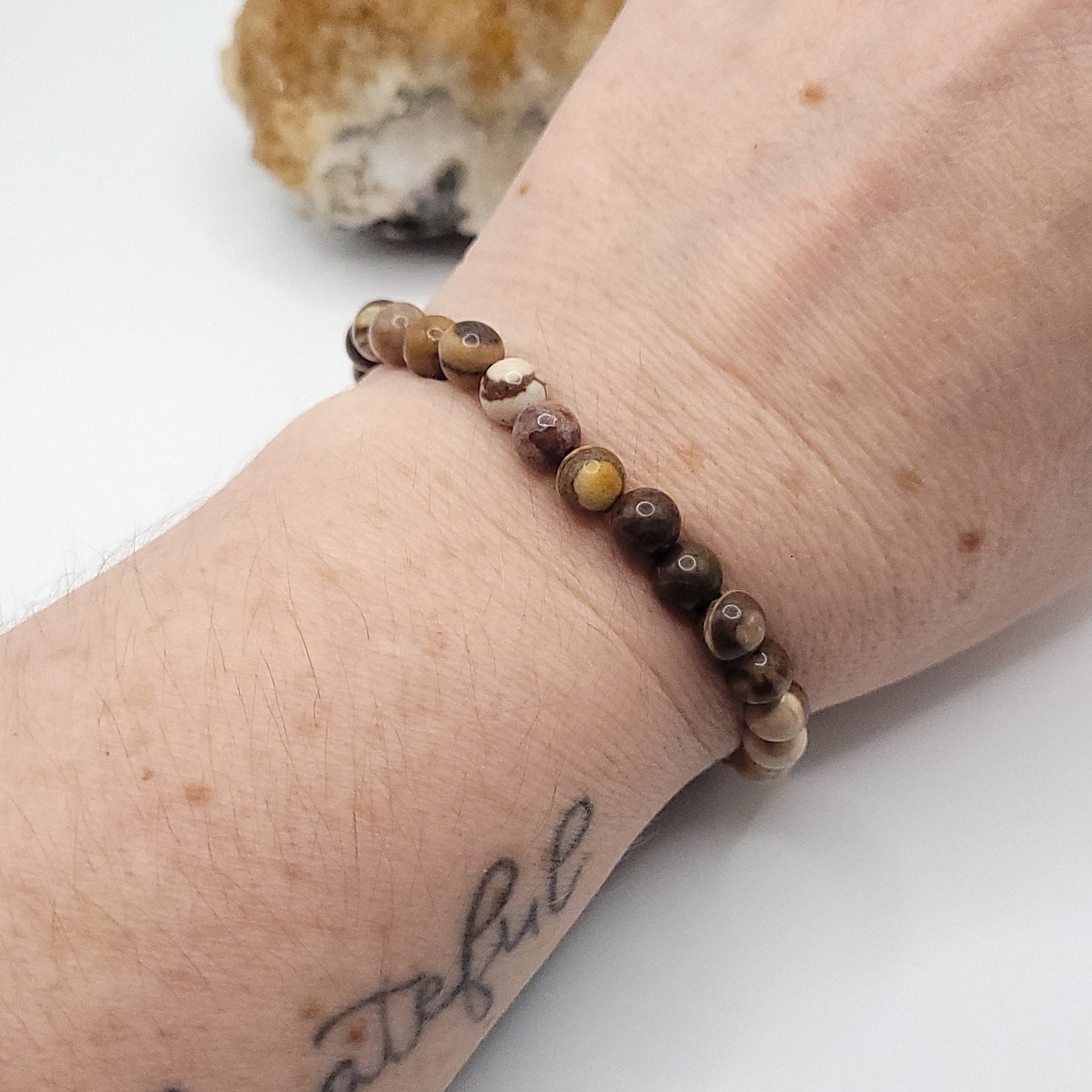 Brown Zebra Jasper Bracelet on wrist