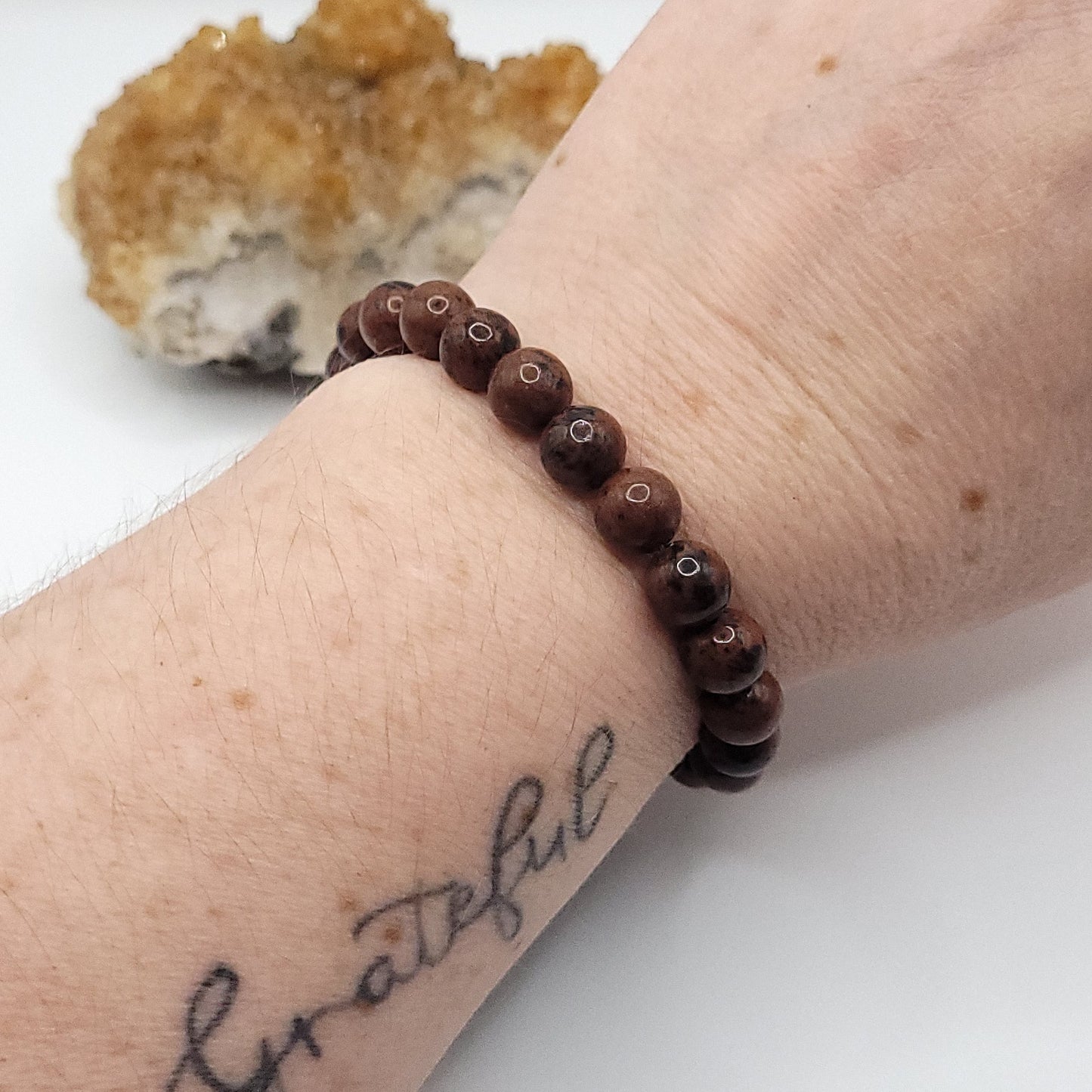 Mahogany Obsidian Bracelet on wrist