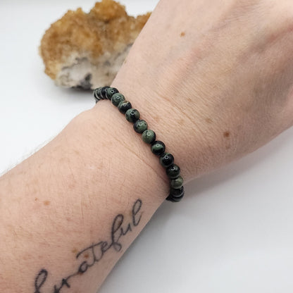 kambaba jasper bracelet on wrist