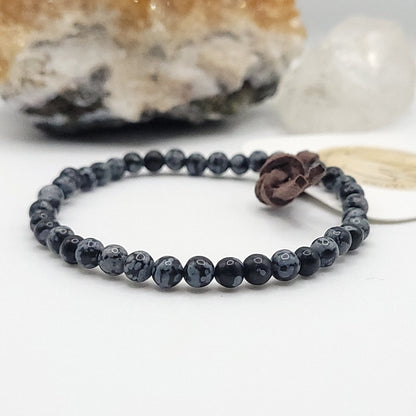snowflake obsidian stretch bracelet