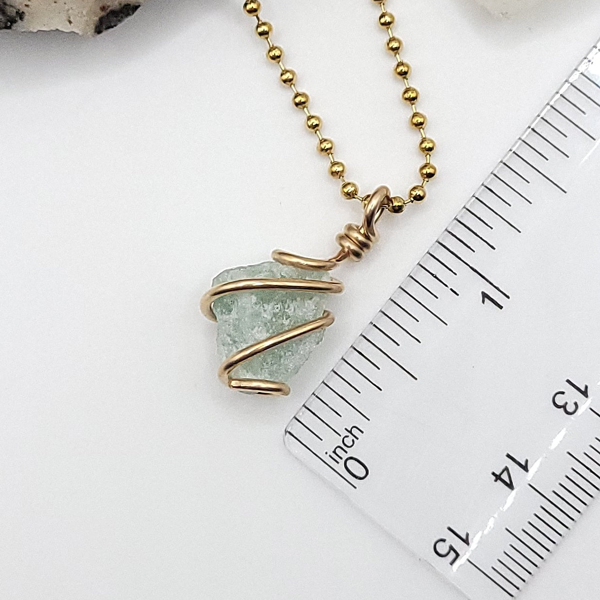 Raw Green Aventurine Necklace in Gold - Crystal for Luck & Abundance