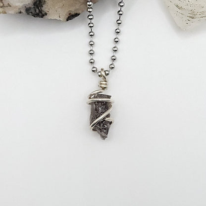 Raw Smoky Quartz Necklace in Silver – Crystal for Grounding & Protection