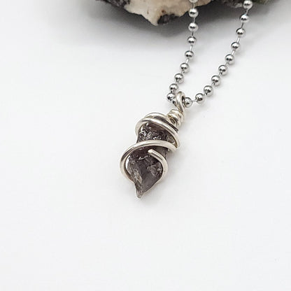 Raw Smoky Quartz Necklace in Silver – Crystal for Grounding & Protection