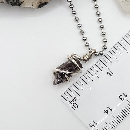 Raw Smoky Quartz Necklace in Silver – Crystal for Grounding & Protection