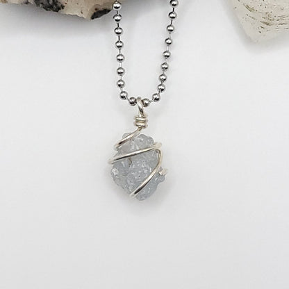 raw celestite necklace in sterling silver