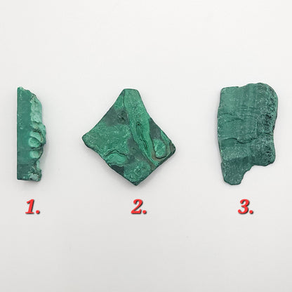 3 raw malachite to choose from for raw malachite necklace