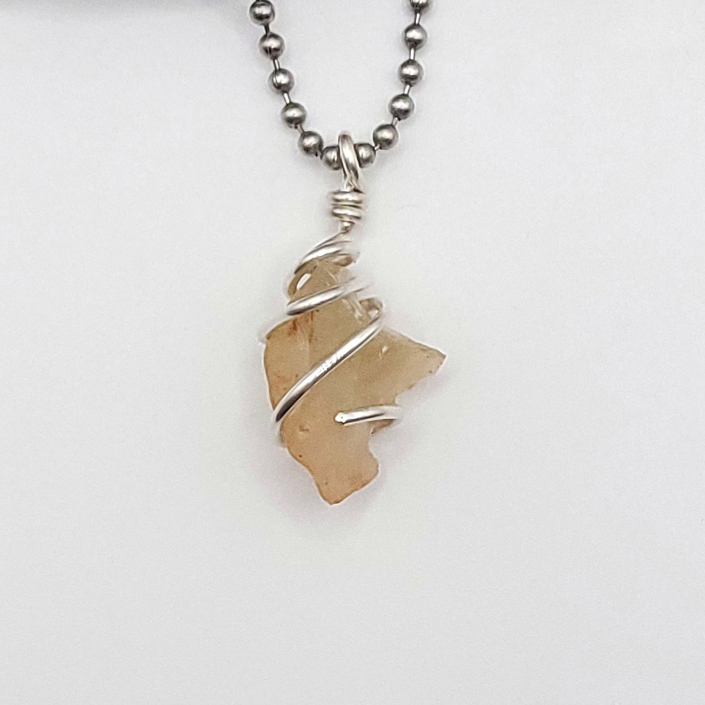 Raw Libyan Desert Glass Necklace in Silver - Crystal for Star Power