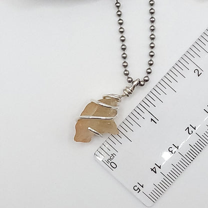 Raw Libyan Desert Glass Necklace in Silver - Crystal for Star Power