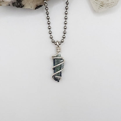 Raw Vivianite Necklace in Silver  - Healing & Truth Crystal