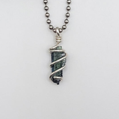 Raw Vivianite Necklace in Silver  - Healing & Truth Crystal