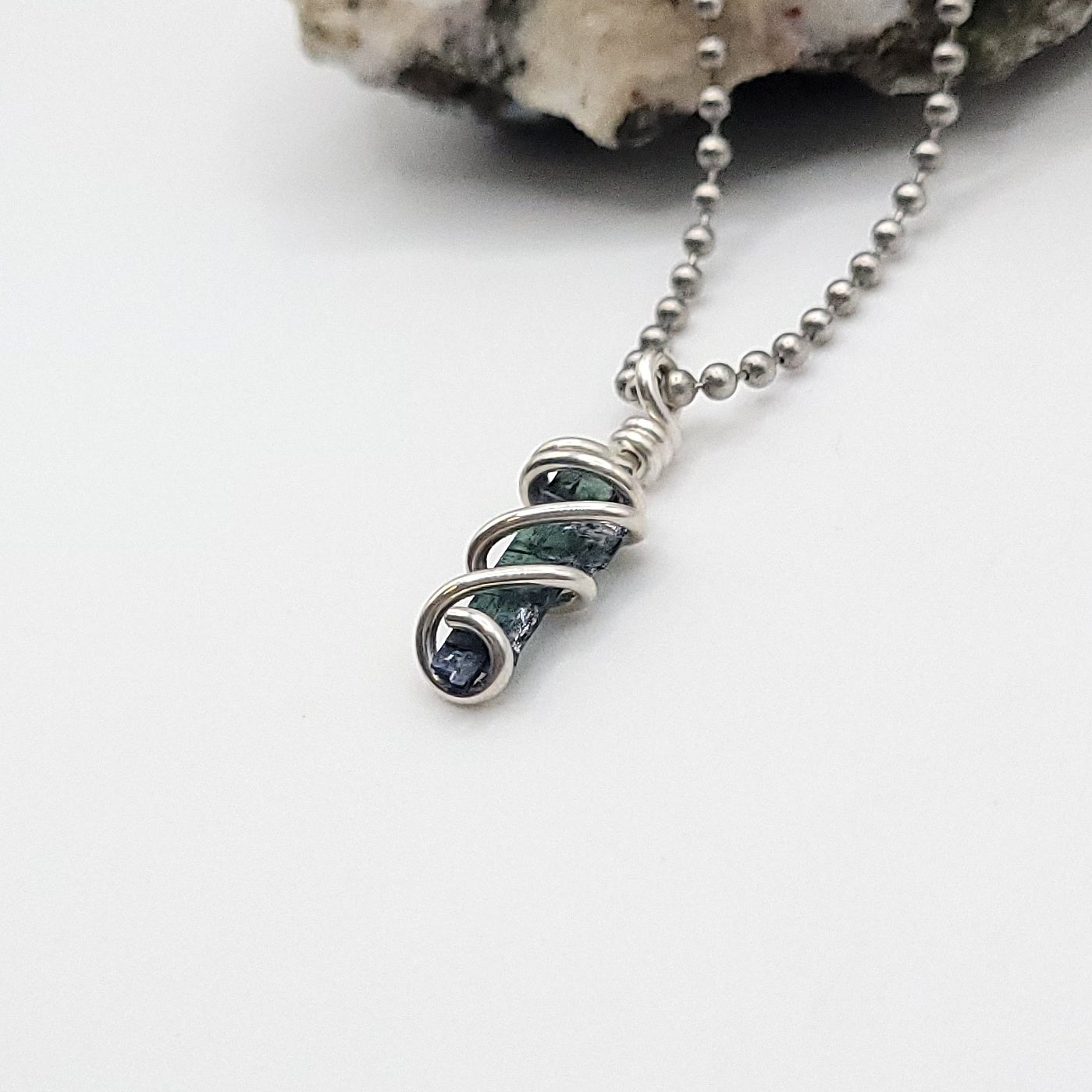 Raw Vivianite Necklace in Silver  - Healing & Truth Crystal