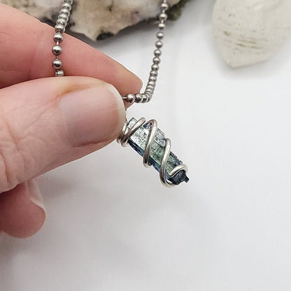 Raw Vivianite Necklace in Silver  - Healing & Truth Crystal