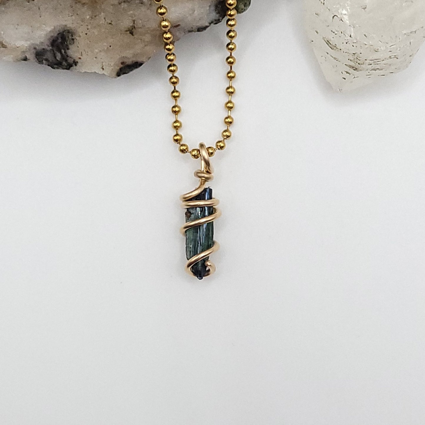 Raw Vivianite Necklace in Gold  - Healing & Truth Crystal