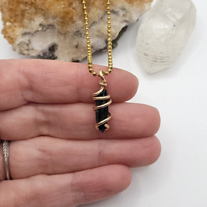 Raw Vivianite Necklace in Gold  - Healing & Truth Crystal