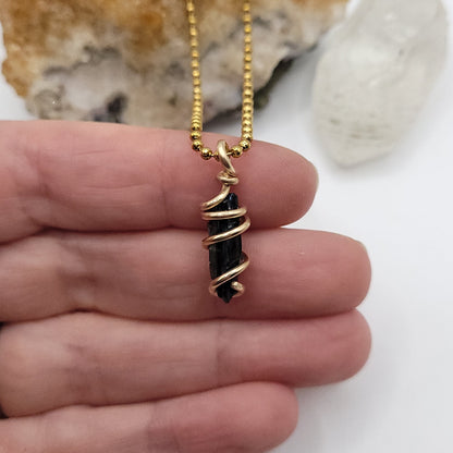 Raw Vivianite Necklace in Gold  - Healing & Truth Crystal