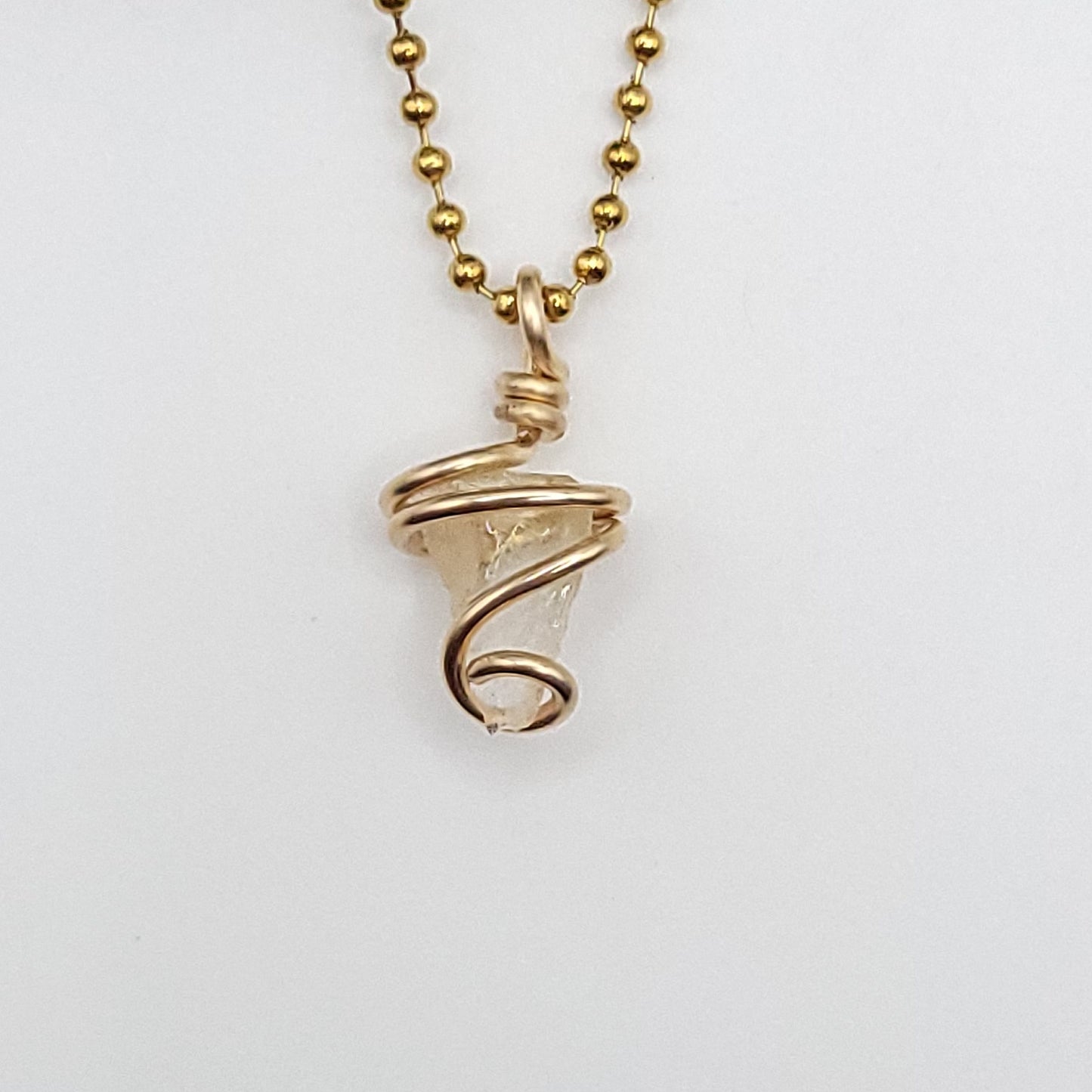 Raw Libyan Desert Glass Necklace in Gold - Crystal for Star Power