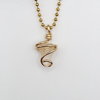 Raw Libyan Desert Glass Necklace in Gold - Crystal for Star Power