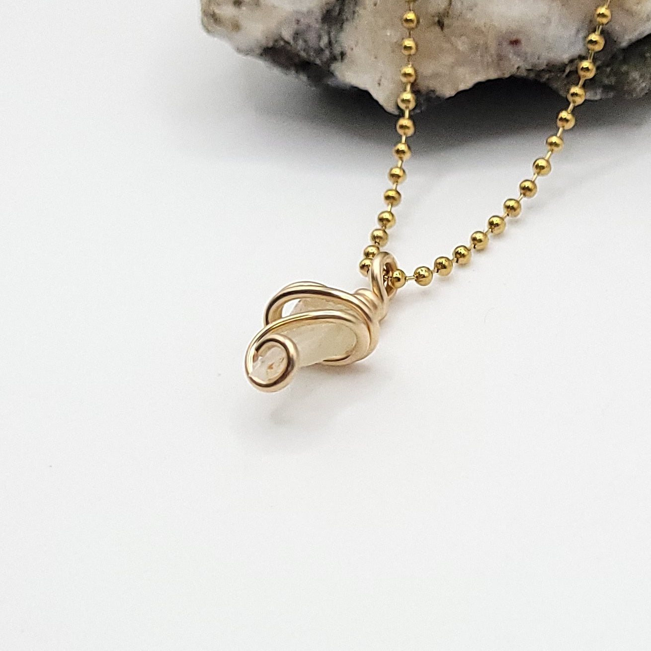 Raw Libyan Desert Glass Necklace in Gold - Crystal for Star Power