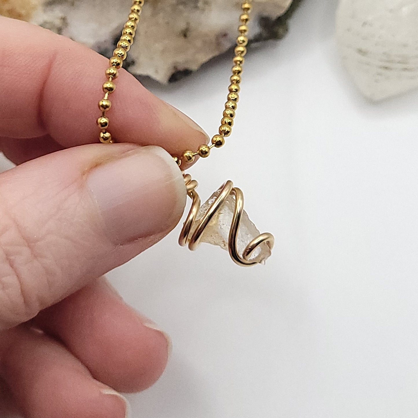 Raw Libyan Desert Glass Necklace in Gold - Crystal for Star Power