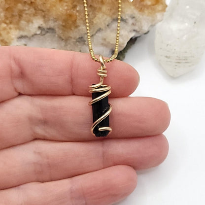 Raw Aegirine Necklace in Gold - Crystal for Protection & Grounding