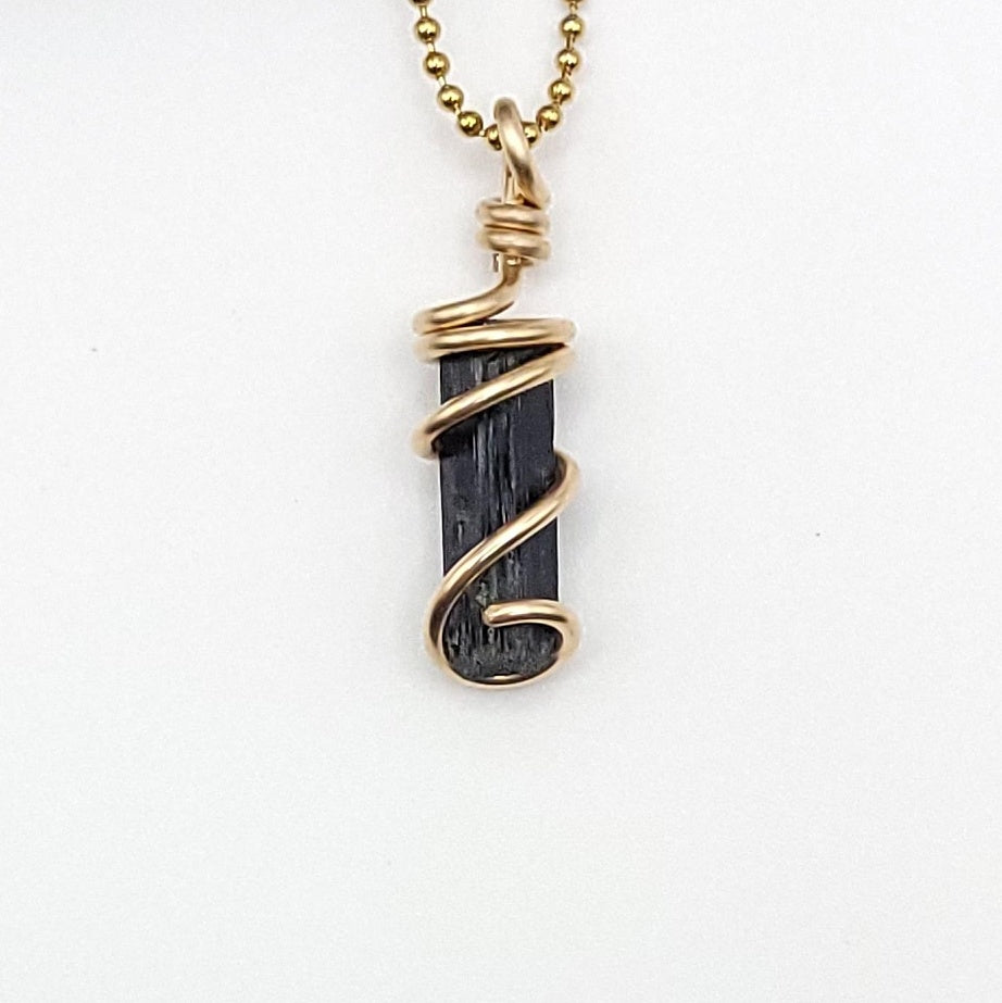 Raw Aegirine Necklace in Gold - Crystal for Protection & Grounding