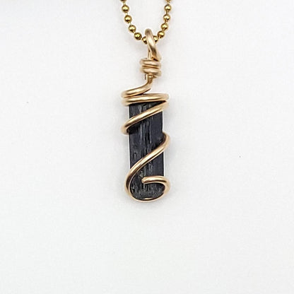 Raw Aegirine Necklace in Gold - Crystal for Protection & Grounding