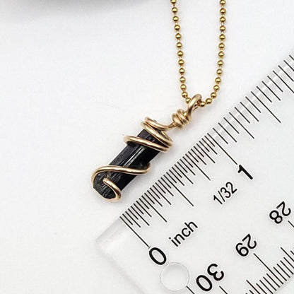 Raw Aegirine Necklace in Gold - Crystal for Protection & Grounding