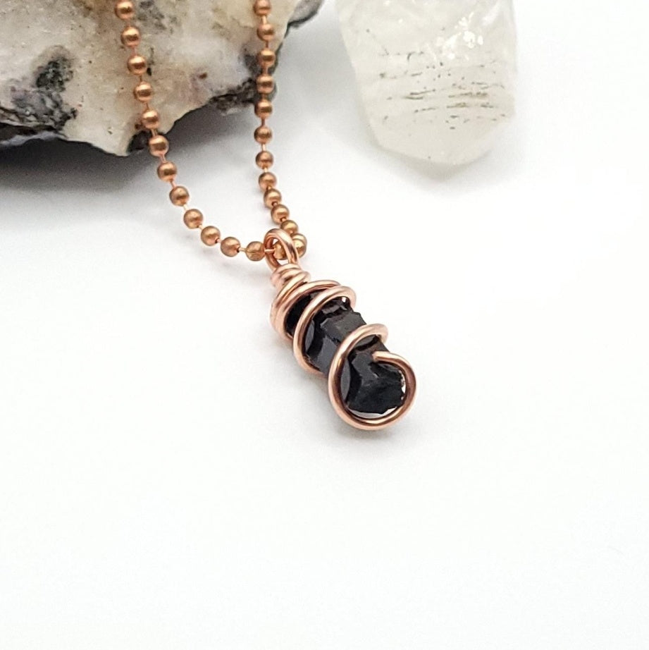 Raw Aegirine Necklace in Copper - Crystal for Protection & Grounding