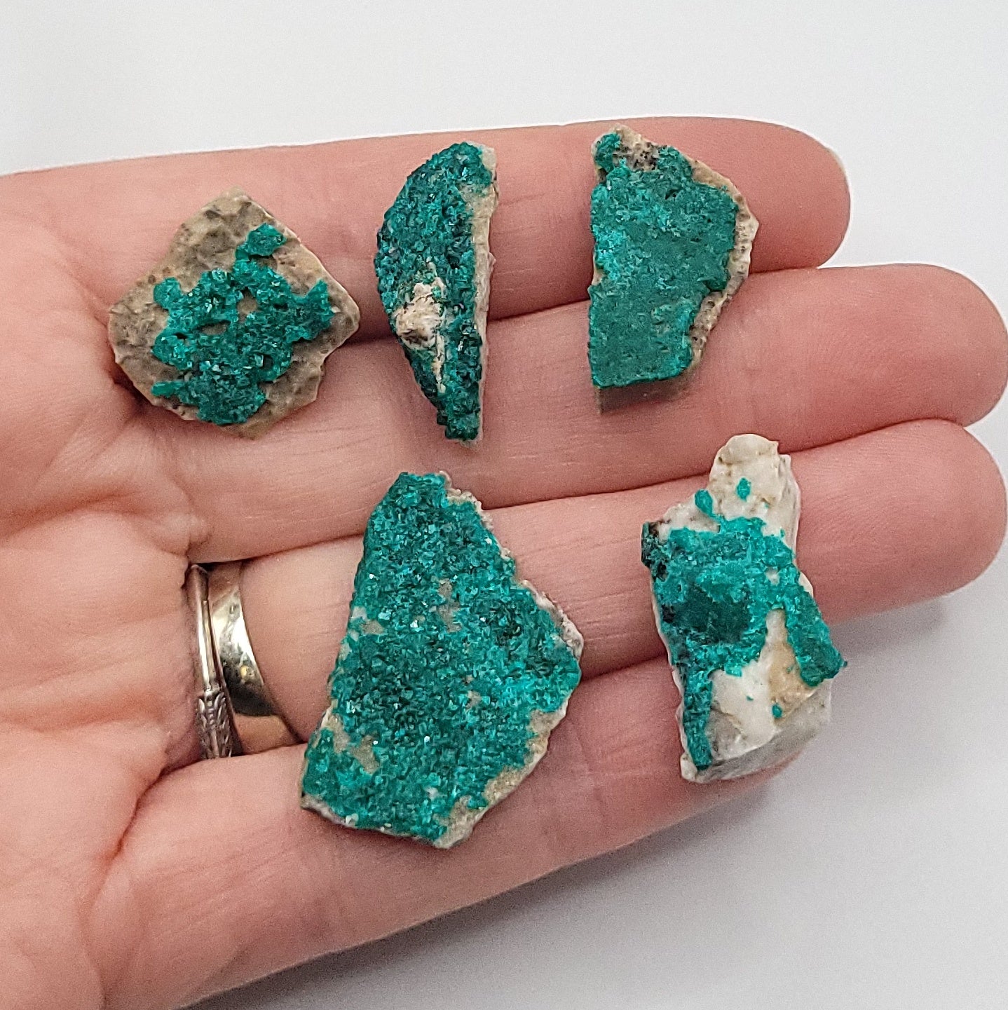 Raw Dioptase Necklace in Silver - Crystal for Heart Renewal