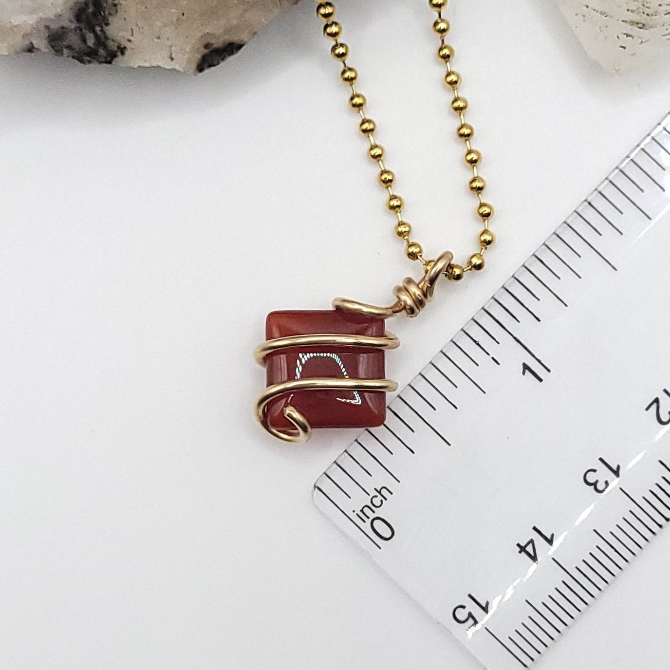 Carnelian Necklace in Gold - Crystal for Courage & Vitality