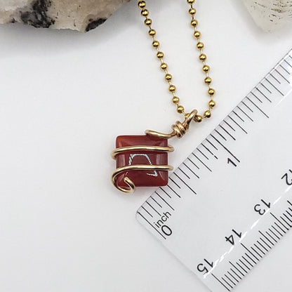 Carnelian Necklace in Gold - Crystal for Courage & Vitality