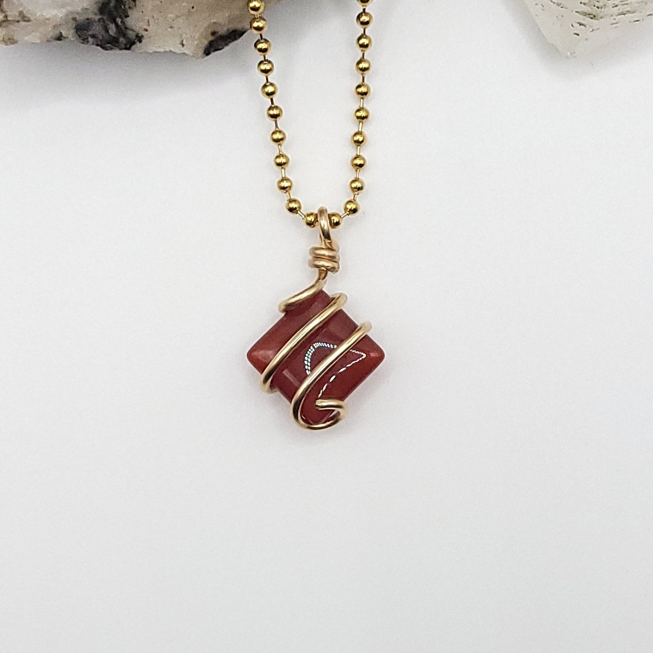 Carnelian Necklace in Gold - Crystal for Courage & Vitality