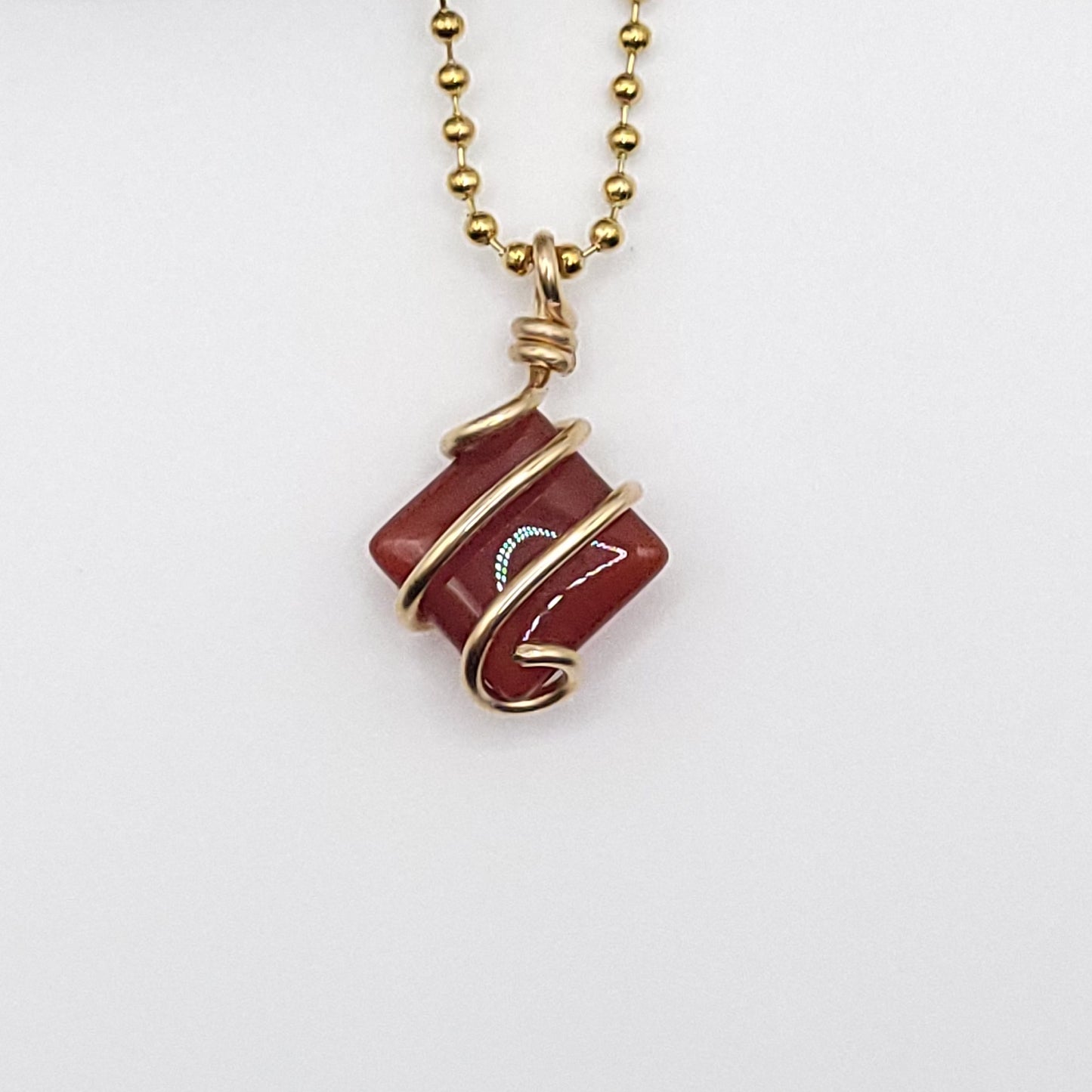 Carnelian Necklace in Gold - Crystal for Courage & Vitality