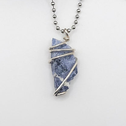 Raw Sodalite Necklace in Silver - Crystal for Clarity & Calm