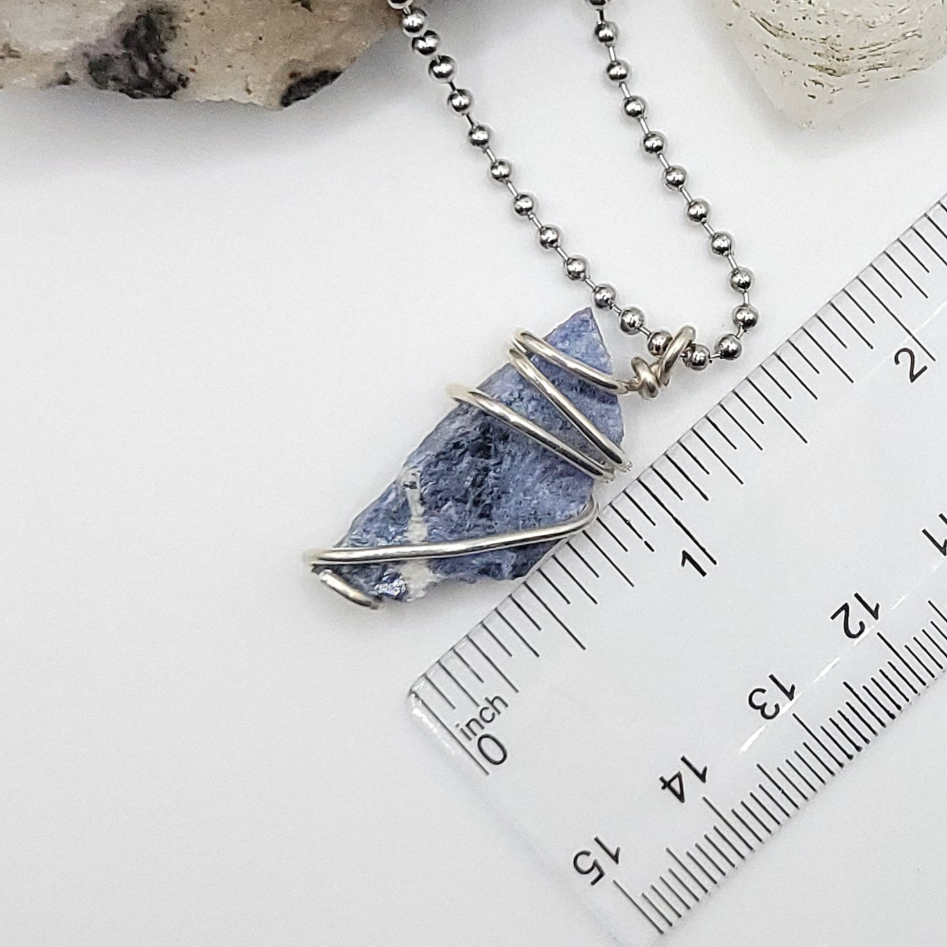 Raw Sodalite Necklace in Silver - Crystal for Clarity & Calm