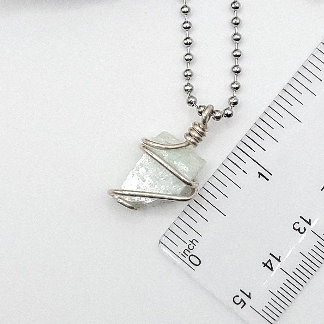 Raw Amazonite Necklace in Silver - Crystal for Communication & Calm