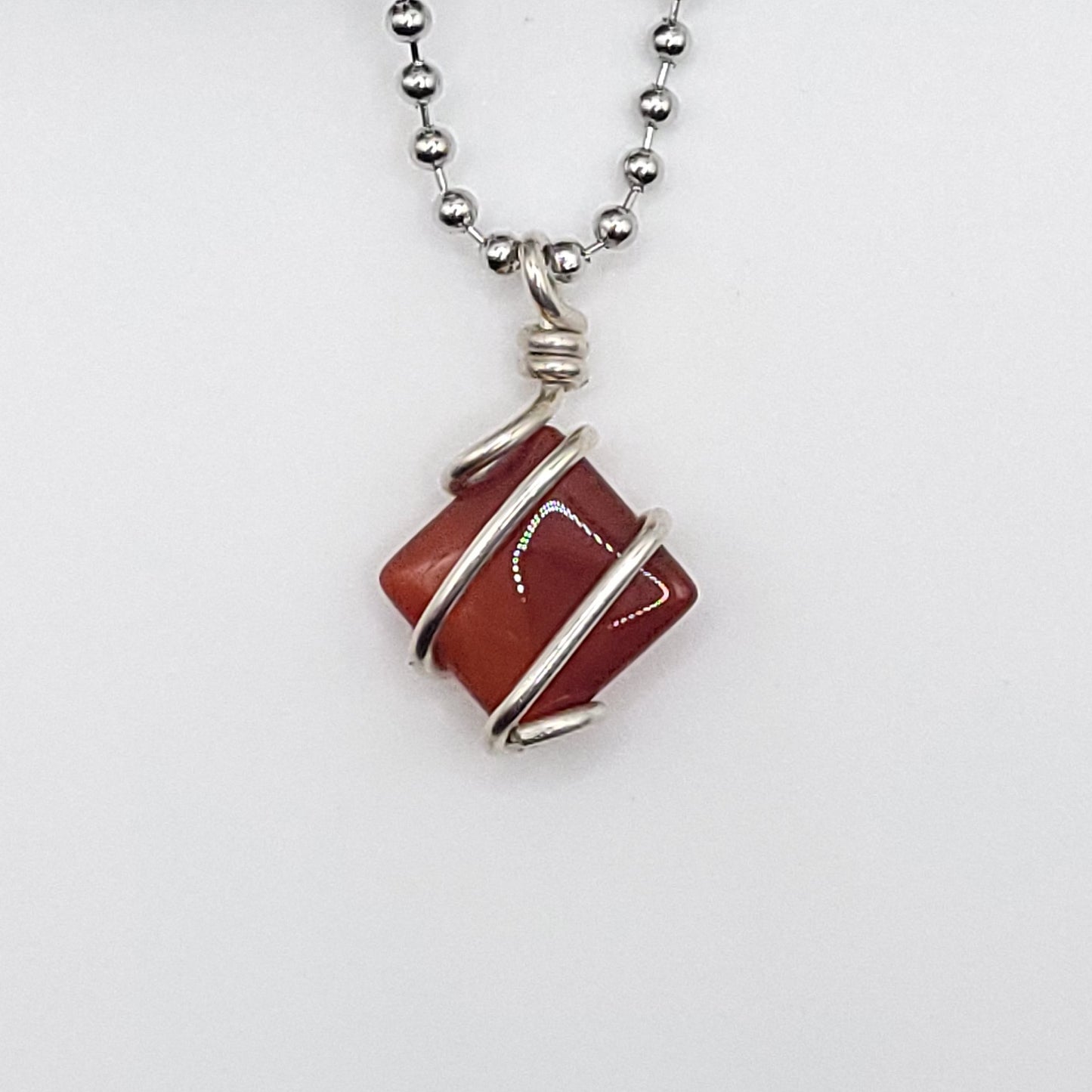 Carnelian Necklace in Silver - Crystal for Courage & Vitality